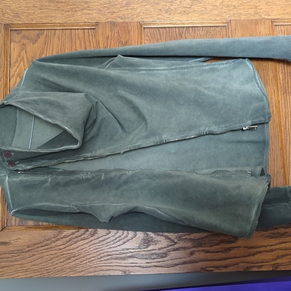 Bloom Fashion Distressed Asymmetrical Zip Cowl Neck Moto Sweater Jacket Size L - Picture 6 of 12